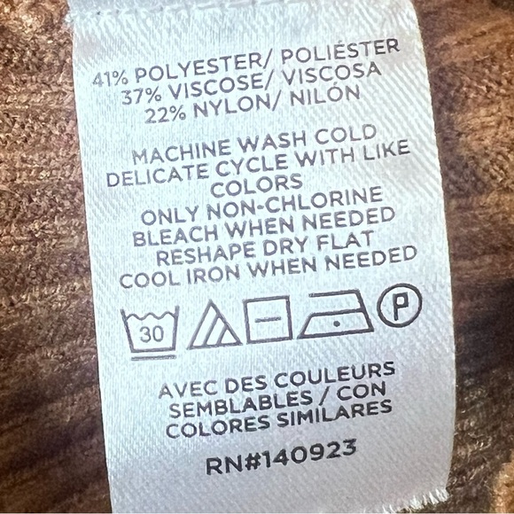 NWT LOFT Two Tone Bell Sleeve Ribbed Polo Sweater in Cocoa Powder - Picture 11 of 11